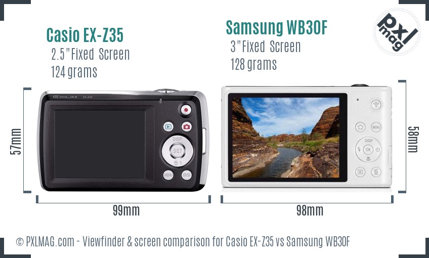 Casio EX-Z35 vs Samsung WB30F Screen and Viewfinder comparison