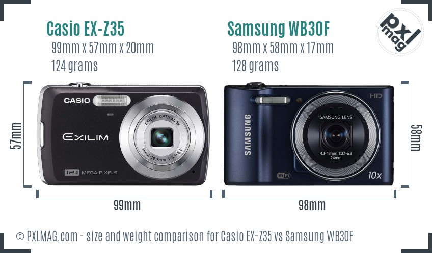 Casio EX-Z35 vs Samsung WB30F size comparison