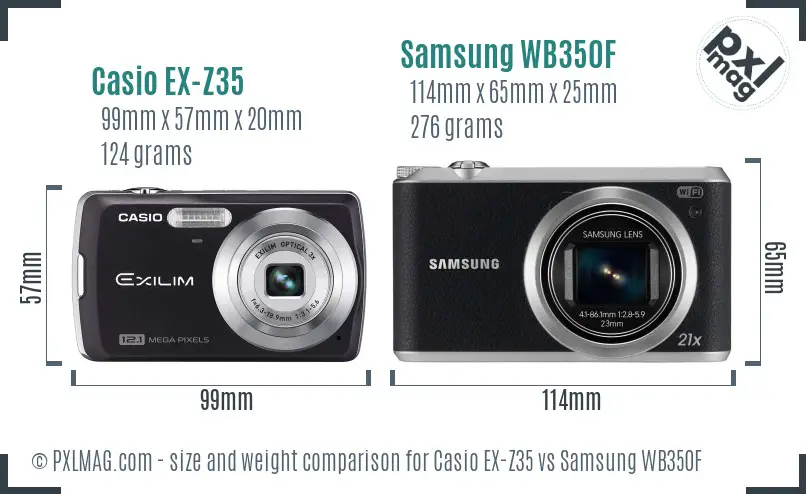 Casio EX-Z35 vs Samsung WB350F size comparison