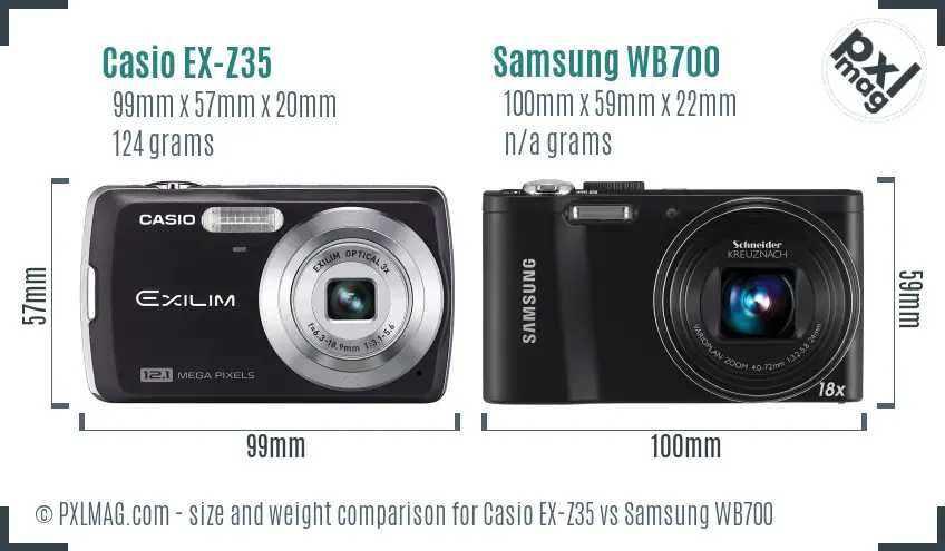 Casio EX-Z35 vs Samsung WB700 size comparison Casio EX-Z35 vs Samsung WB700 size comparison
