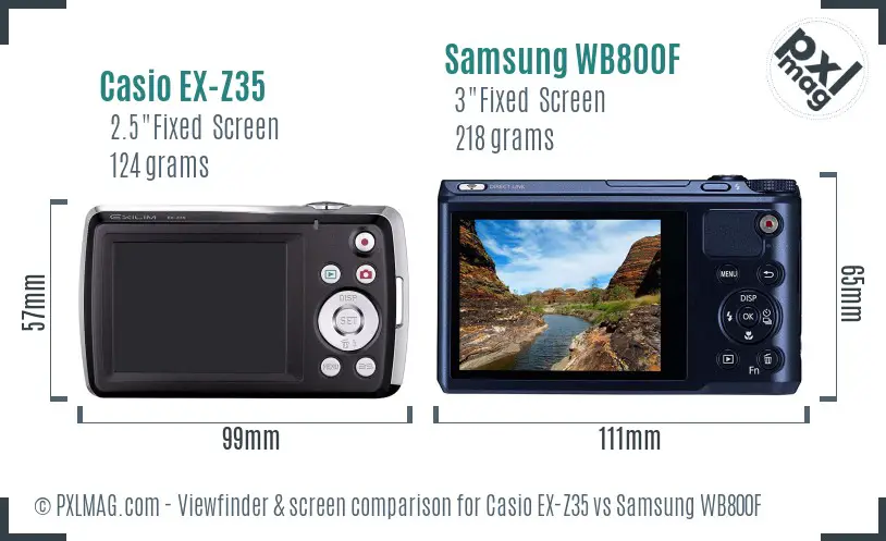 Casio EX-Z35 vs Samsung WB800F Screen and Viewfinder comparison