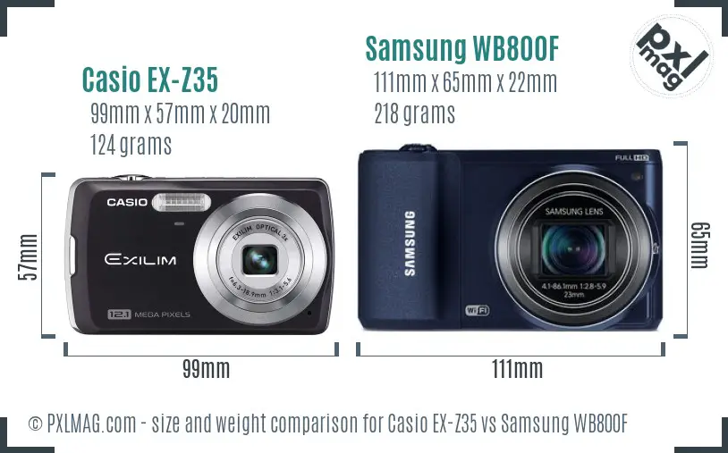 Casio EX-Z35 vs Samsung WB800F size comparison