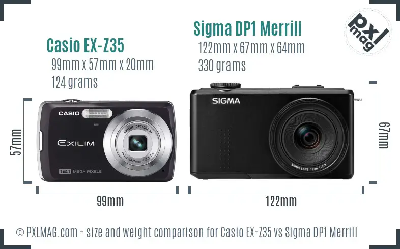 Casio EX-Z35 vs Sigma DP1 Merrill size comparison Casio EX-Z35 vs Sigma DP1 Merrill size comparison