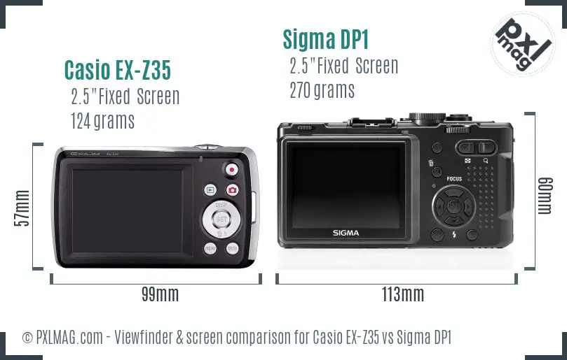 Casio EX-Z35 vs Sigma DP1 Screen and Viewfinder comparison