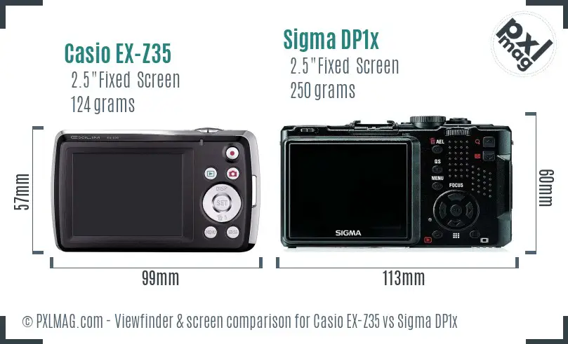 Casio EX-Z35 vs Sigma DP1x Screen and Viewfinder comparison