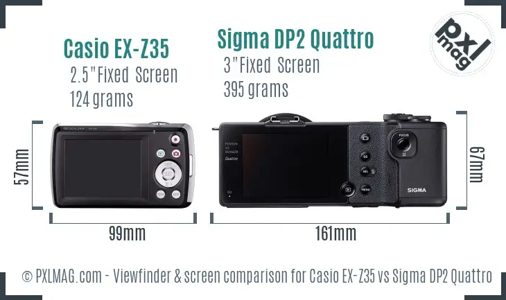 Casio EX-Z35 vs Sigma DP2 Quattro Screen and Viewfinder comparison
