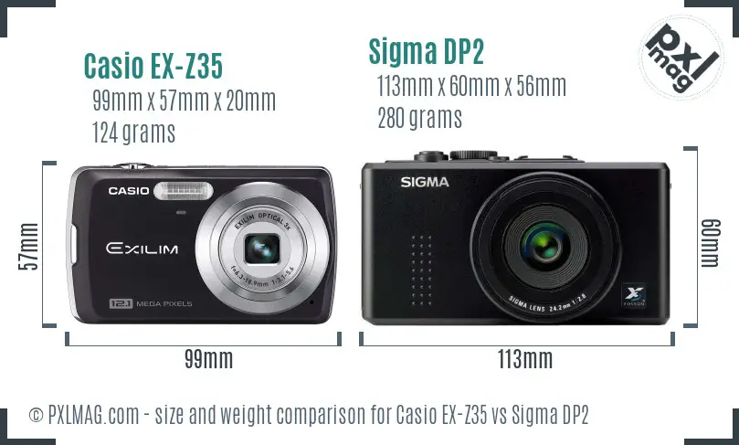 Casio EX-Z35 vs Sigma DP2 size comparison