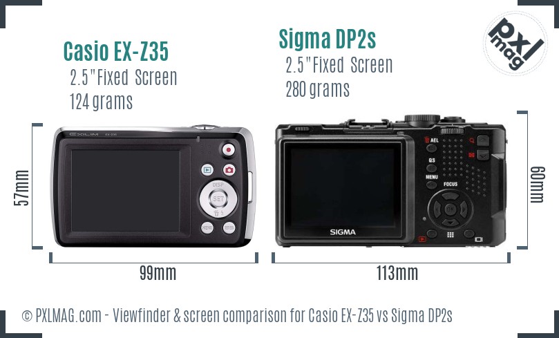 Casio EX-Z35 vs Sigma DP2s Screen and Viewfinder comparison