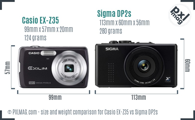 Casio EX-Z35 vs Sigma DP2s size comparison
