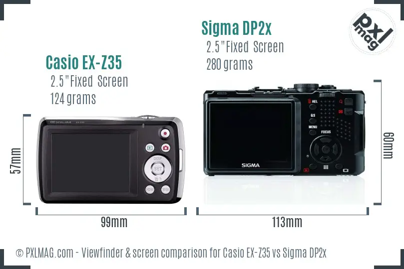 Casio EX-Z35 vs Sigma DP2x Screen and Viewfinder comparison