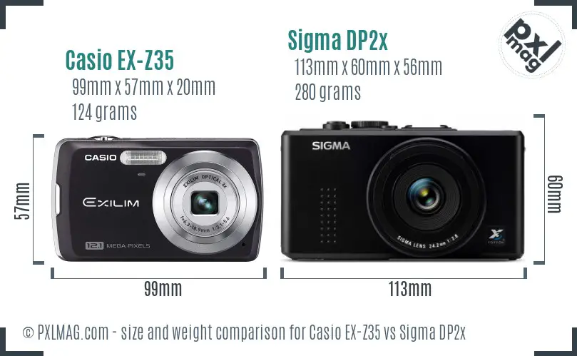 Casio EX-Z35 vs Sigma DP2x size comparison