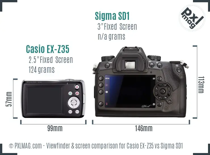 Casio EX-Z35 vs Sigma SD1 Screen and Viewfinder comparison