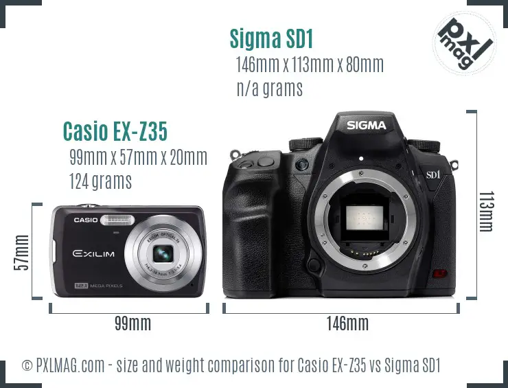 Casio EX-Z35 vs Sigma SD1 size comparison