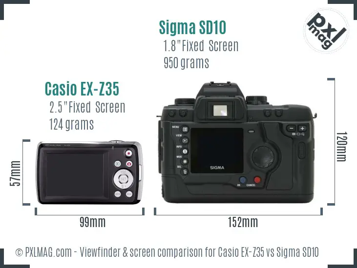 Casio EX-Z35 vs Sigma SD10 Screen and Viewfinder comparison