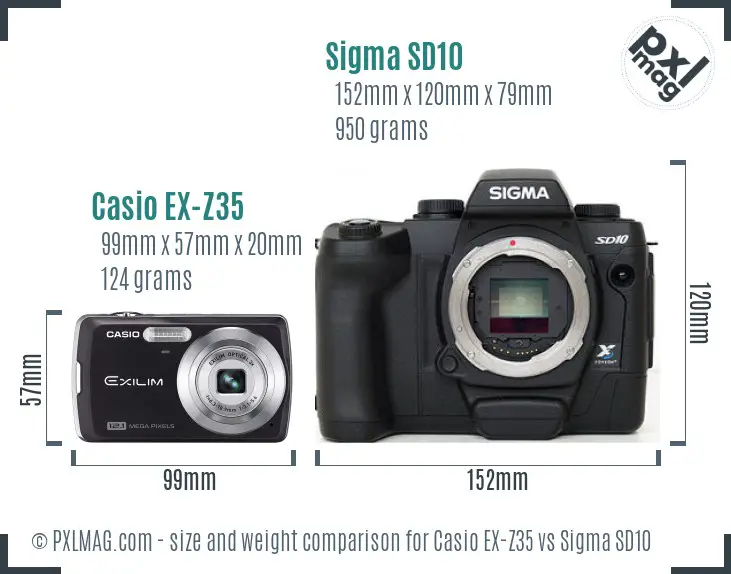 Casio EX-Z35 vs Sigma SD10 size comparison