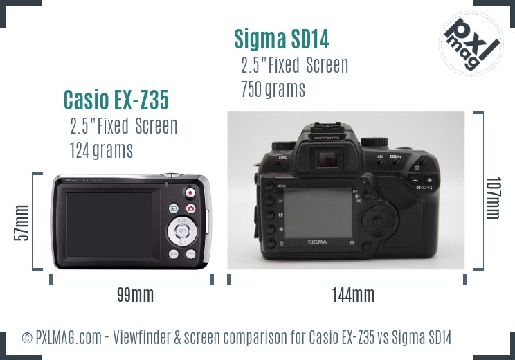 Casio EX-Z35 vs Sigma SD14 Screen and Viewfinder comparison