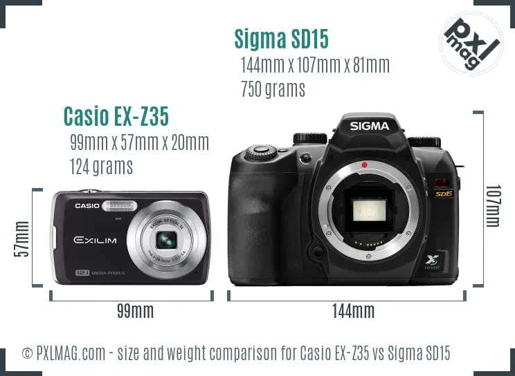 Casio EX-Z35 vs Sigma SD15 size comparison