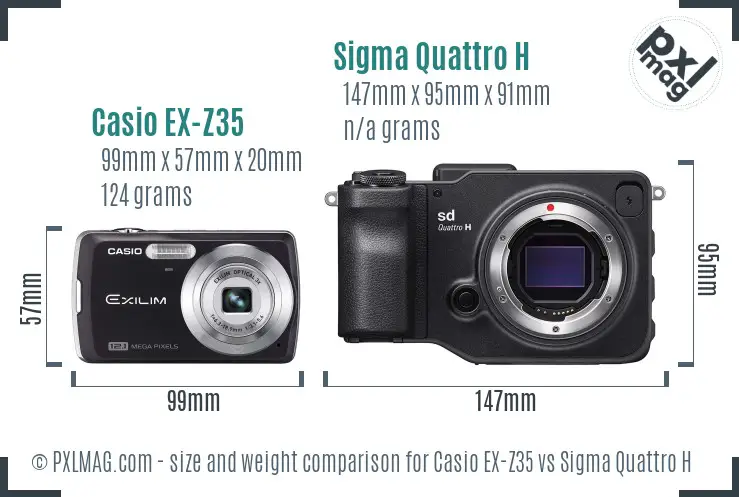 Casio EX-Z35 vs Sigma Quattro H size comparison Casio EX-Z35 vs Sigma Quattro H size comparison