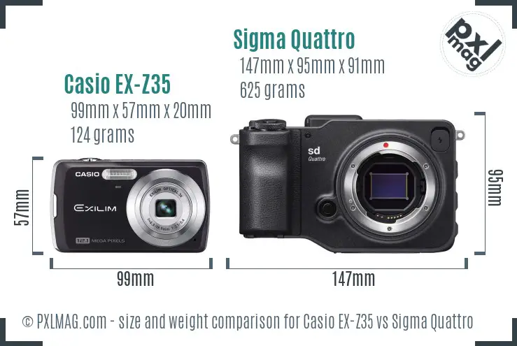 Casio EX-Z35 vs Sigma Quattro size comparison Casio EX-Z35 vs Sigma Quattro size comparison