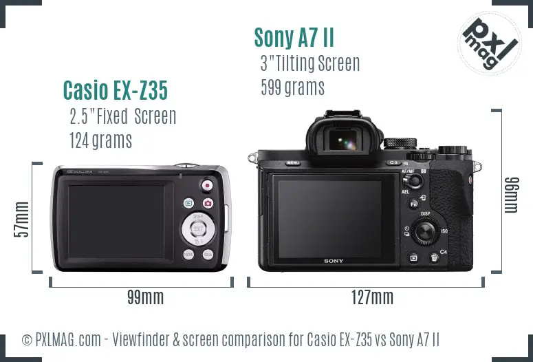 Casio EX-Z35 vs Sony A7 II Screen and Viewfinder comparison Casio EX-Z35 vs Sony A7 II Screen and Viewfinder comparison