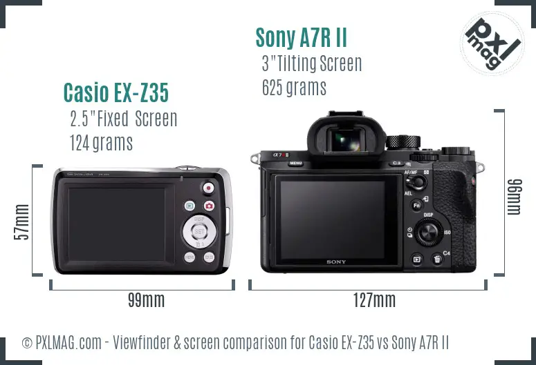 Casio EX-Z35 vs Sony A7R II Screen and Viewfinder comparison