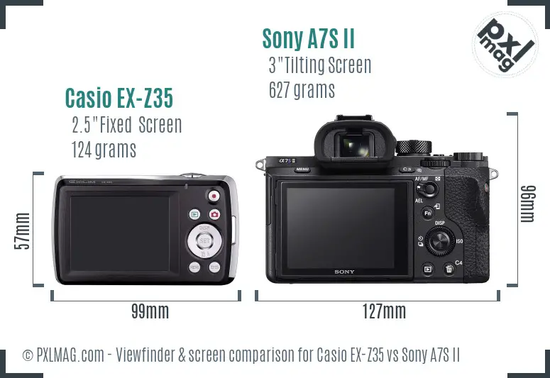 Casio EX-Z35 vs Sony A7S II Screen and Viewfinder comparison