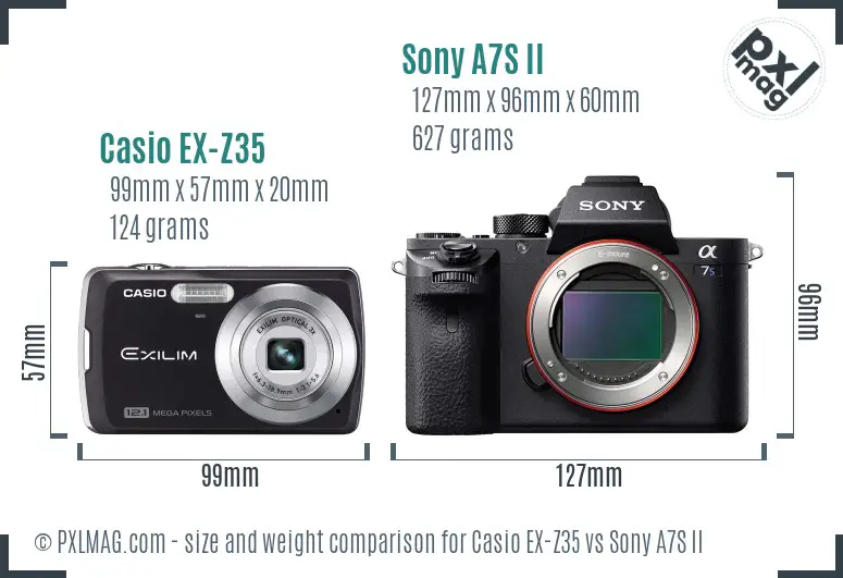 Casio EX-Z35 vs Sony A7S II size comparison Casio EX-Z35 vs Sony A7S II size comparison