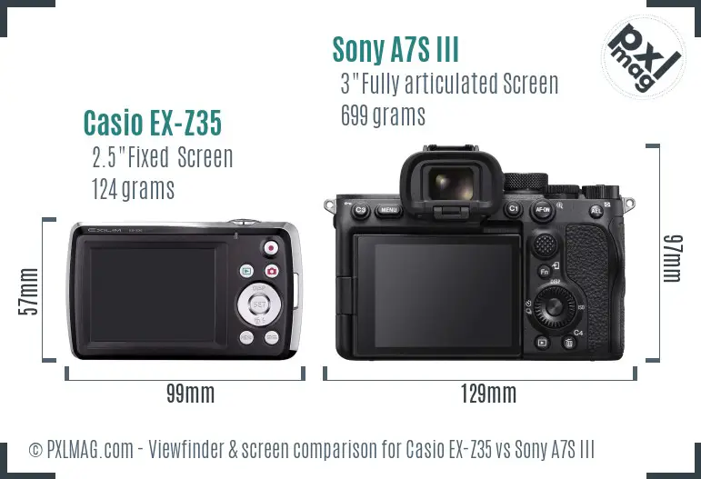 Casio EX-Z35 vs Sony A7S III Screen and Viewfinder comparison Casio EX-Z35 vs Sony A7S III Screen and Viewfinder comparison