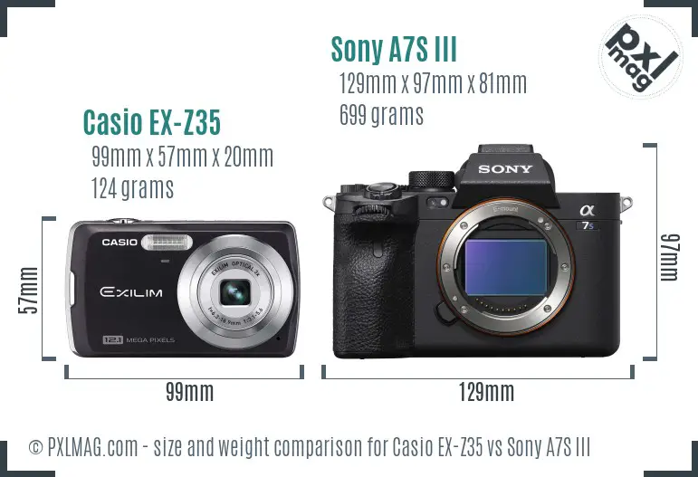 Casio EX-Z35 vs Sony A7S III size comparison Casio EX-Z35 vs Sony A7S III size comparison