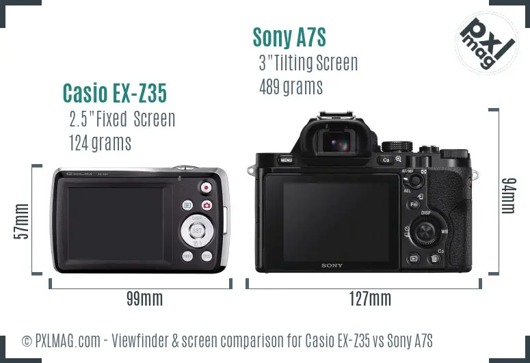 Casio EX-Z35 vs Sony A7S Screen and Viewfinder comparison