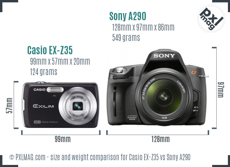 Casio EX-Z35 vs Sony A290 size comparison