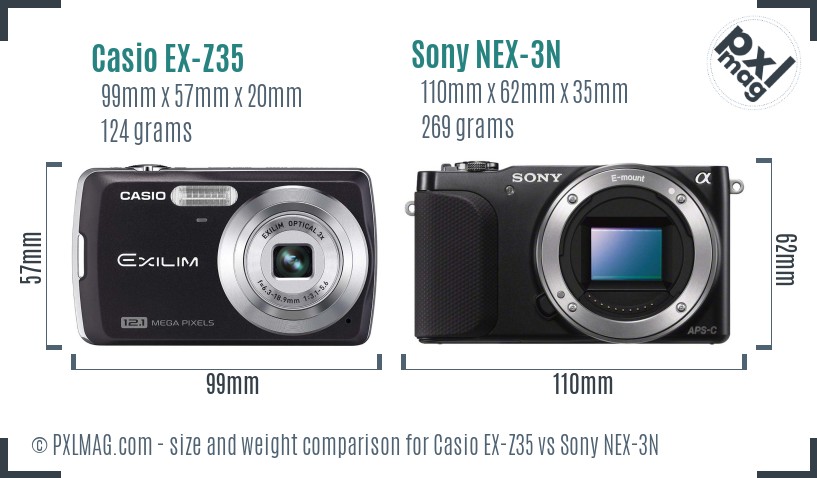 Casio EX-Z35 vs Sony NEX-3N size comparison Casio EX-Z35 vs Sony NEX-3N size comparison