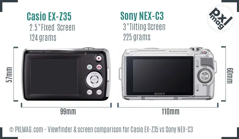 Casio EX-Z35 vs Sony NEX-C3 Screen and Viewfinder comparison Casio EX-Z35 vs Sony NEX-C3 Screen and Viewfinder comparison