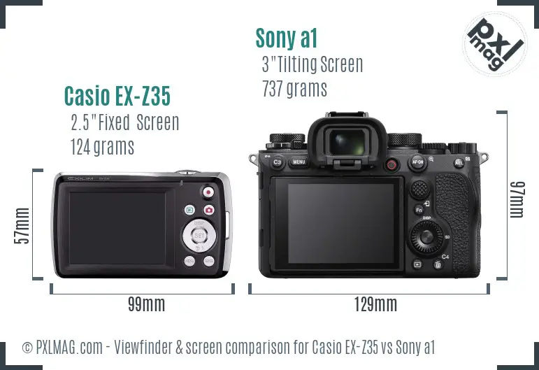 Casio EX-Z35 vs Sony a1 Screen and Viewfinder comparison