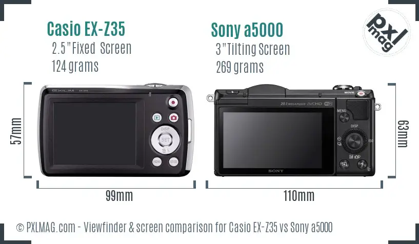 Casio EX-Z35 vs Sony a5000 Screen and Viewfinder comparison Casio EX-Z35 vs Sony a5000 Screen and Viewfinder comparison