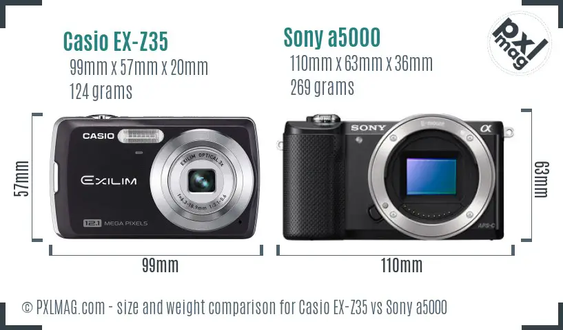 Casio EX-Z35 vs Sony a5000 size comparison Casio EX-Z35 vs Sony a5000 size comparison