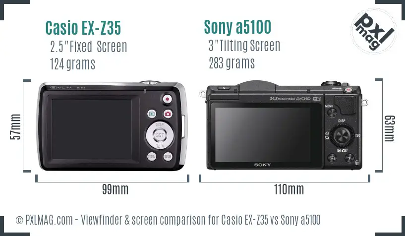 Casio EX-Z35 vs Sony a5100 Screen and Viewfinder comparison