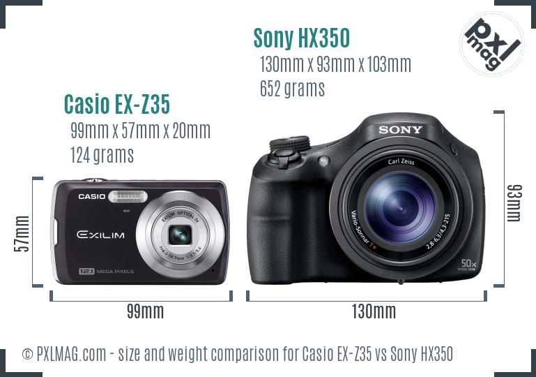 Casio EX-Z35 vs Sony HX350 size comparison Casio EX-Z35 vs Sony HX350 size comparison