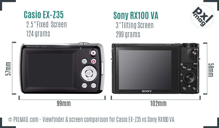 Casio EX-Z35 vs Sony RX100 VA Screen and Viewfinder comparison