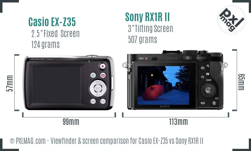 Casio EX-Z35 vs Sony RX1R II Screen and Viewfinder comparison