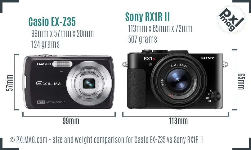 Casio EX-Z35 vs Sony RX1R II size comparison