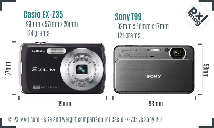 Casio EX-Z35 vs Sony T99 size comparison