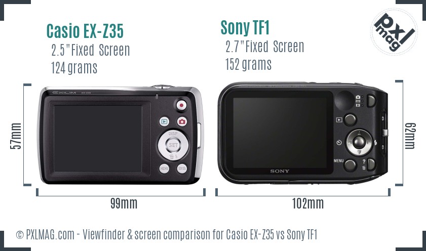 Casio EX-Z35 vs Sony TF1 Screen and Viewfinder comparison