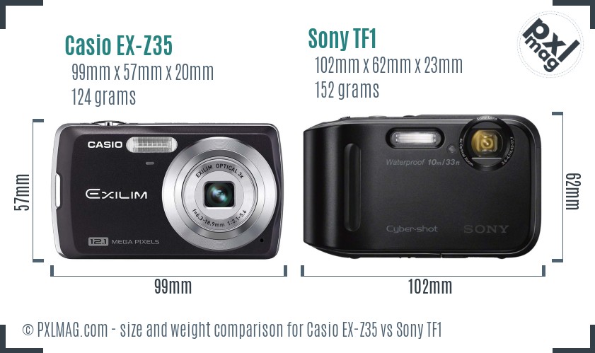Casio EX-Z35 vs Sony TF1 size comparison