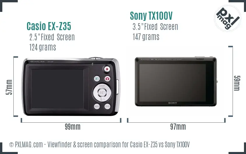 Casio EX-Z35 vs Sony TX100V Screen and Viewfinder comparison