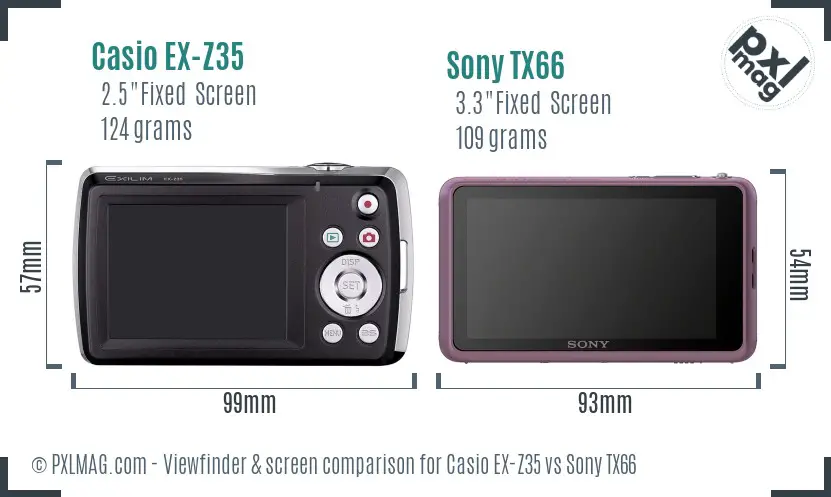 Casio EX-Z35 vs Sony TX66 Screen and Viewfinder comparison