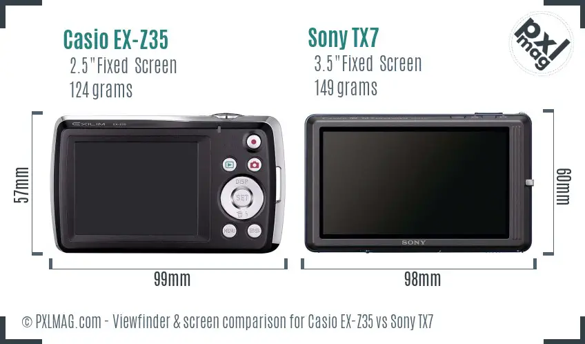 Casio EX-Z35 vs Sony TX7 Screen and Viewfinder comparison