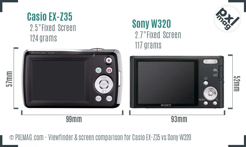 Casio EX-Z35 vs Sony W320 Screen and Viewfinder comparison