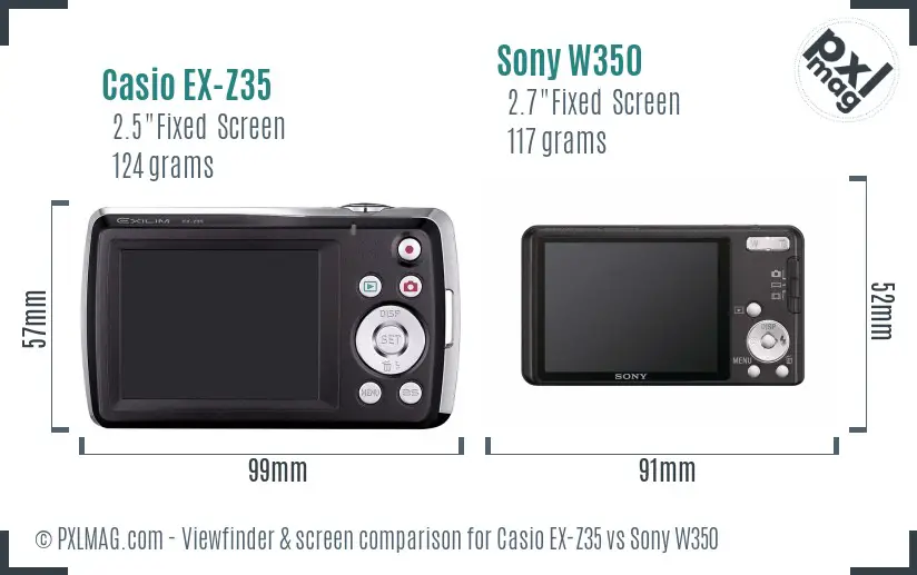 Casio EX-Z35 vs Sony W350 Screen and Viewfinder comparison