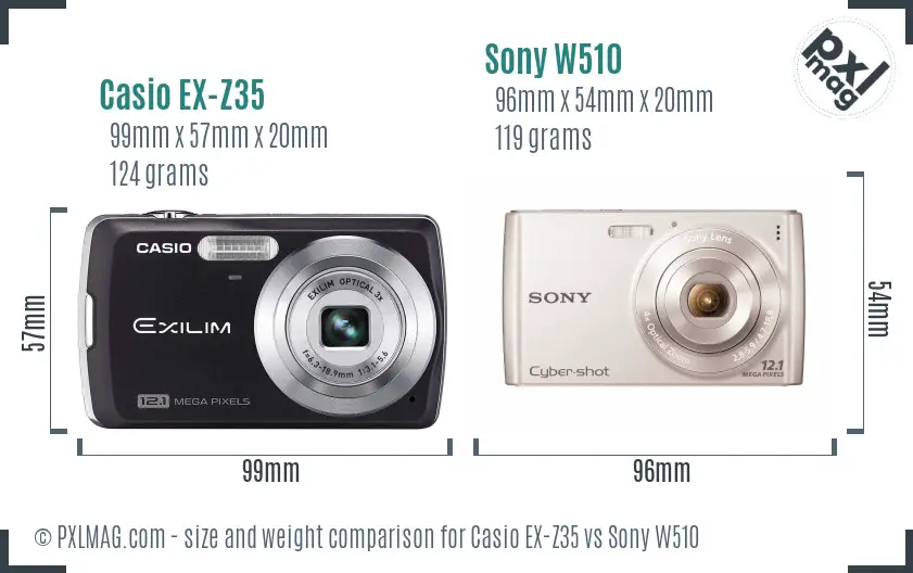 Casio EX-Z35 vs Sony W510 size comparison